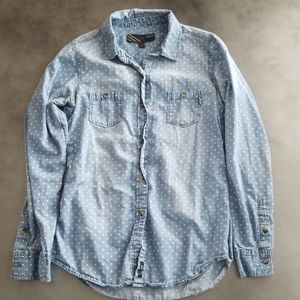 Vans denim polka dot button down shirt